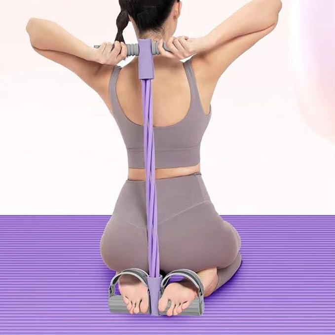 Tension Rope, 4-Tube Elastic Yoga Pedal Puller Resistance Band, Natural Latex Fitness Equipment, for Abdomen Waist Arm Leg Stretching Training Pedal Tension Rope for Shoulder & Back Pedal Tension