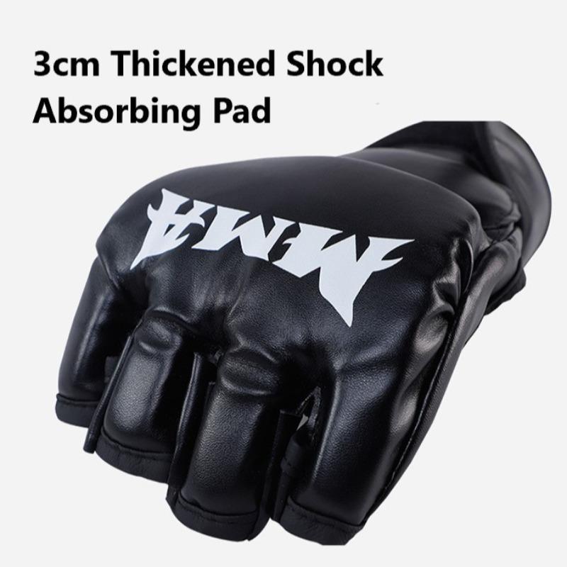 Fingerless Boxing Gloves, 1 Pair Thickened Shock Absorption Half Finger Boxing Gloves, Durable Muay Thai Martial Arts Training Gloves, Boxing Equipment Home Gym Equipment, Gym Accessories, Christmas Gift