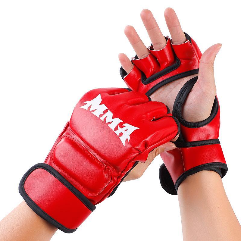 Fingerless Boxing Gloves, 1 Pair Thickened Shock Absorption Half Finger Boxing Gloves, Durable Muay Thai Martial Arts Training Gloves, Boxing Equipment Home Gym Equipment, Gym Accessories, Christmas Gift