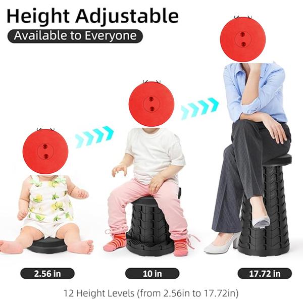 Red Collapsible Stool with Load Capacity of 400lbs - Portable and Lightweight Outdoor & Indoor Stool