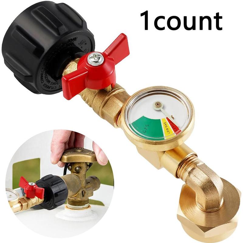 Propane Adapter, QCC1 Elbow Adapter with Pressure Gauge & on-off Control Valve, Refill Tank Propane Refill Adapter for Camping & Hiking