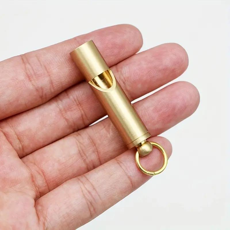 Brass Outdoor Survival Whistle with Keychain, 4 Counts set Durable Emergency Tool, Outdoor Adventure Loud & Clear Sound Whistle for Hiking, Camping