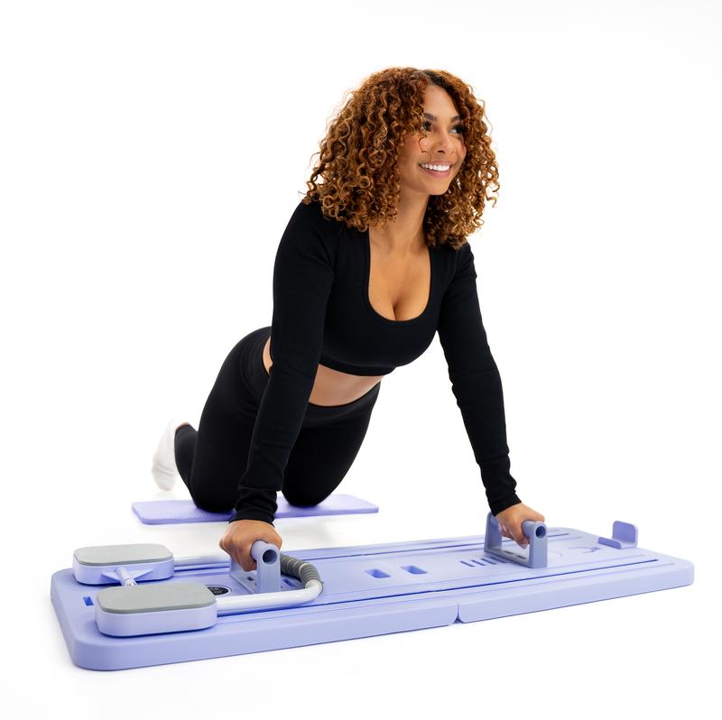 Upgraded Multi-functional Ab Exercise Board 6 in 1 Foldable Home Pilates Reformer, Fitness Board with Kneeling Pad and Timer, Abs Workout Equipment for Abdominal & Core Strength Training