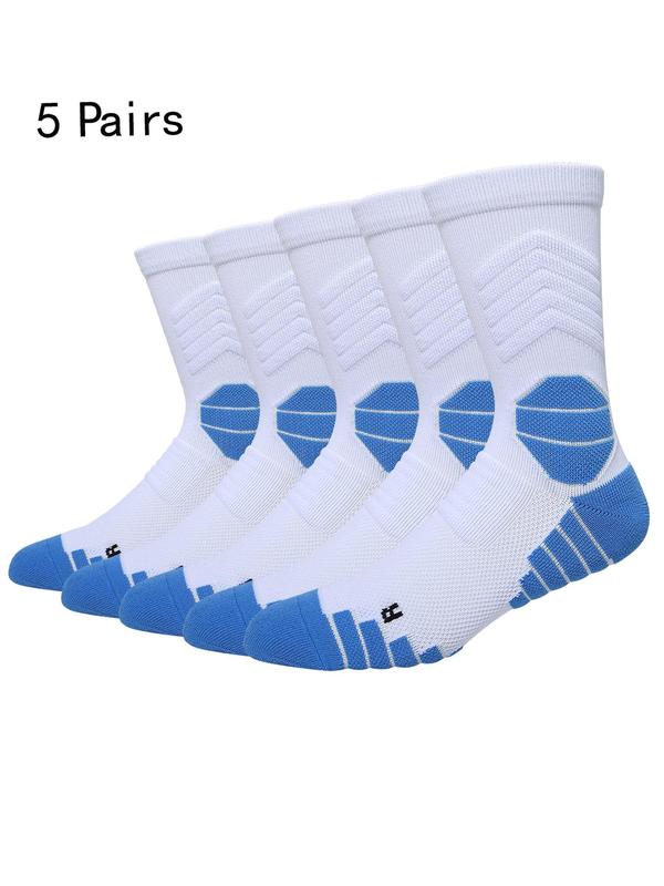 Men's Basketball Socks, Athletic Cushioned Crew Socks with Arch Compression Design, Sports Socks for All Seasons