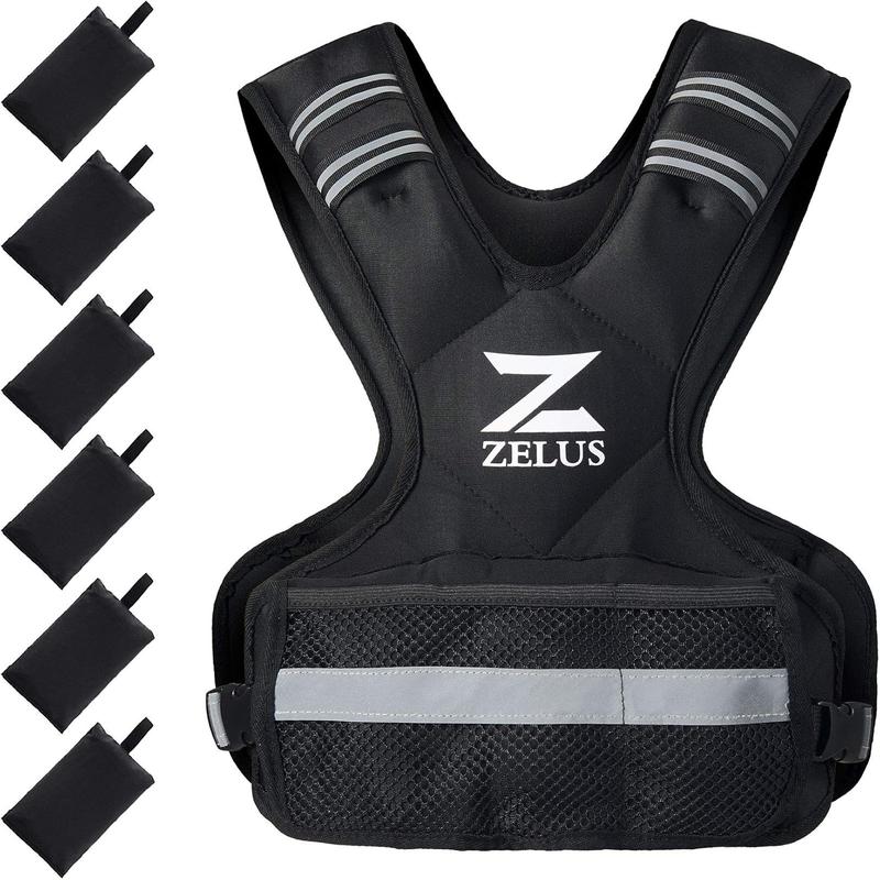 ZELUS Weighted Vest for Men and Women | 4-10lb 11-20lb 20-32lb Vest with 6 Ironsand Weights for Home Workouts | Adjustable Body Weight Vest Exercise Set for Cardio and Strength Training