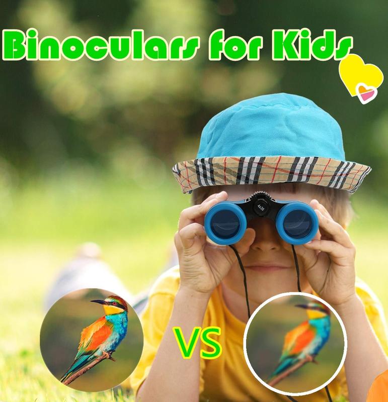 Kids Binoculars Shock Proof Toy Binoculars Set for Boys Girls Bird Watching Educational Learning Hunting Hiking Birthday Presents