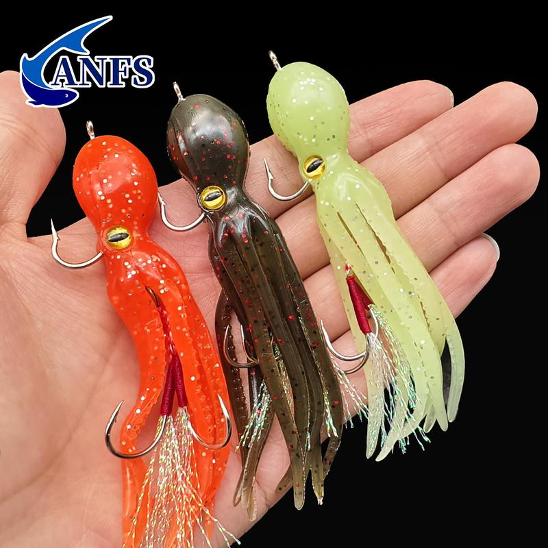 Octopus Shaped Soft Fishing Lure, 1 Count Artificial Fishing Bait With Double Hook, Fake Fishing Lure, Outdoor Fishing Accessories