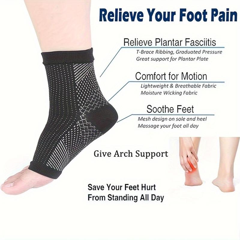 4-Pack Neuropathy Compression Socks with Arch Support and Reinforced Heel and Toe - Moisture-Wicking Poly-Cotton Blend, Ankle Protection and Blood Circulation Improvement - Anti-Fatigue Sports Socks for Men and Women - Hand Wash Only - Knit Fabric for All