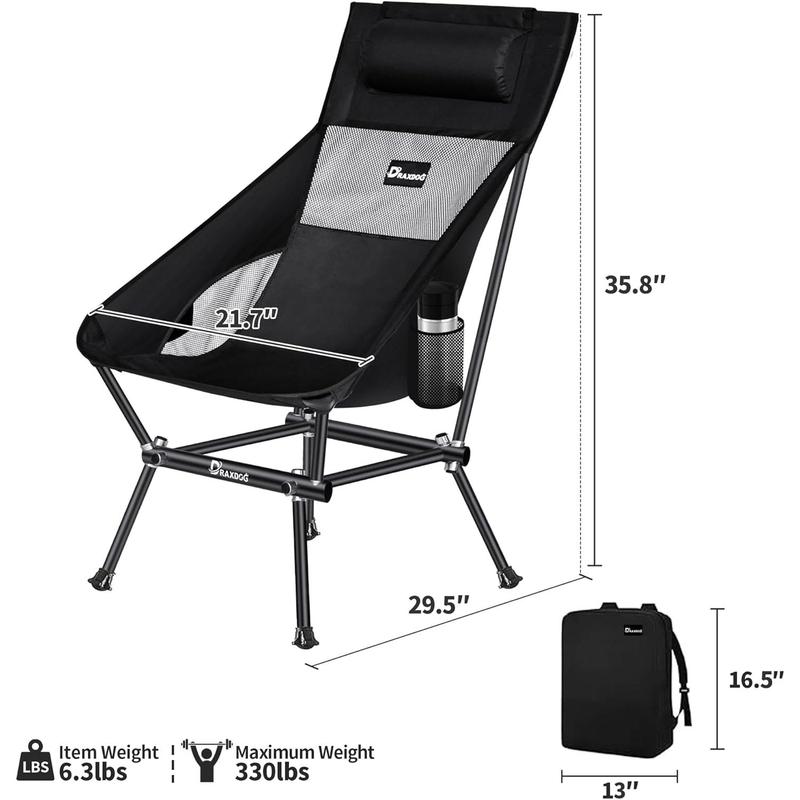 A Camping Chair, Patented for Invention, Backpack, Compact Portable Folding Chair, Outdoor Camp, Lawn, Beach High Back Chair with Side Pocket, Lightweight Hiking Chair WB-ZZ (Coffee 2 Pack)