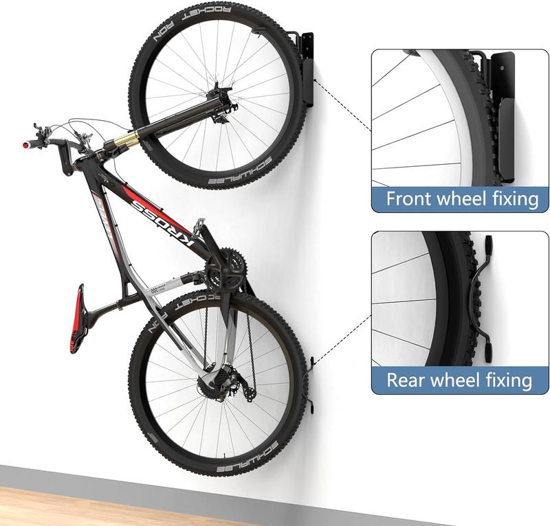 Upgraded 2 Pack Bike Rack Garage Wall Mount, Swivel Bike Rack W Stopper, Swing 90 Degrees Design, Vertical Bike Hanger Hook for Indoor, Bicycle Storage Rack, Space Saving Bike Holder