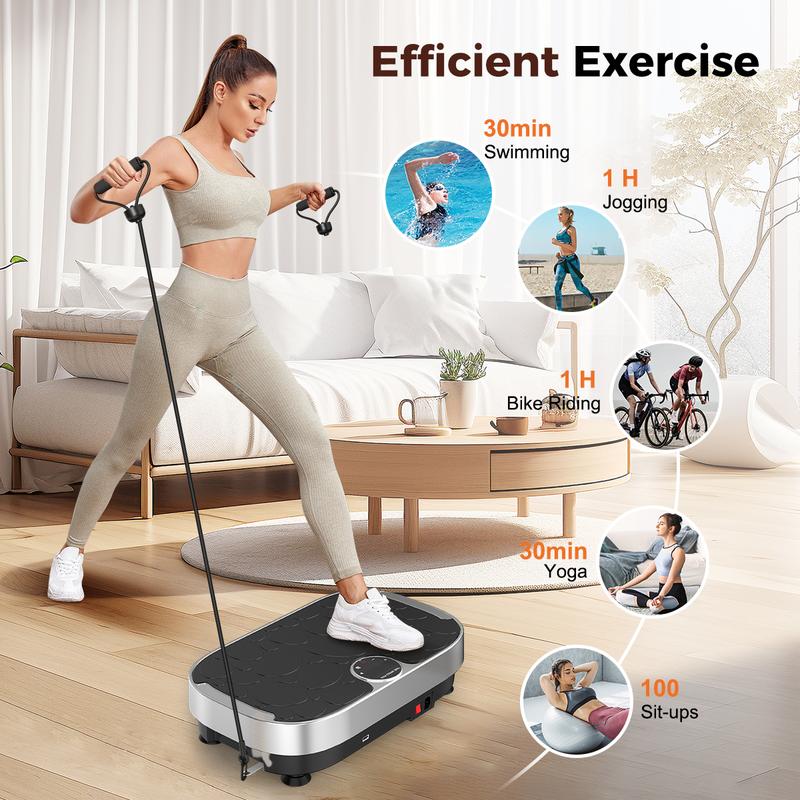 Relife Sports Vibration Plate Exercise Machine with USB speaker Lymphatic Drainage & Whole Body Vibrating Platform Training Equipment for Home Gym