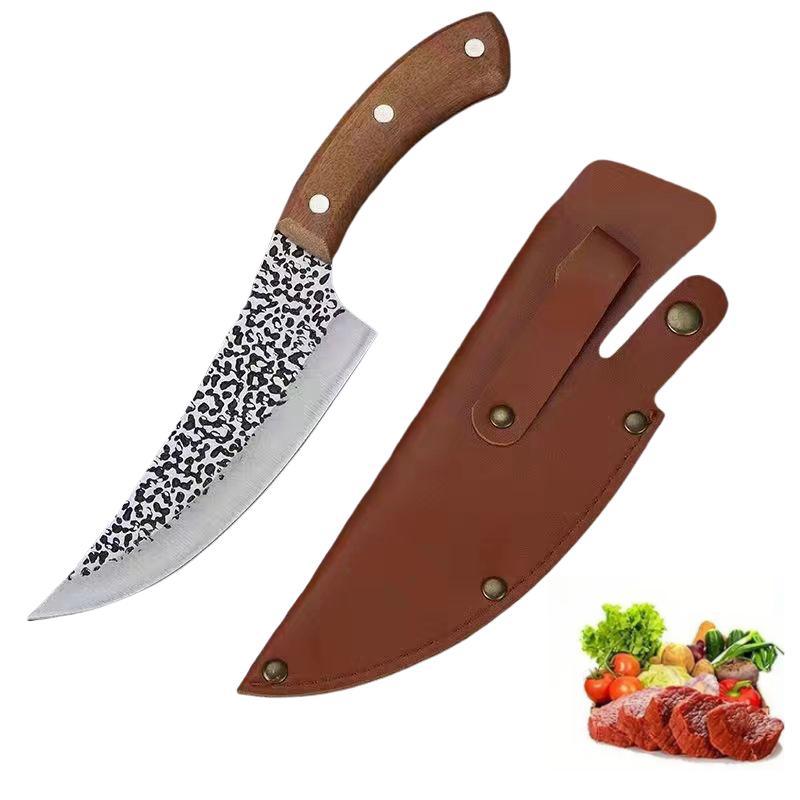 Outdoor Barbecue Knife, 1 Count Multifunctional Steak Knife with Sheath, Stainless Steel Meat Knife for Outdoor Camping Picnic