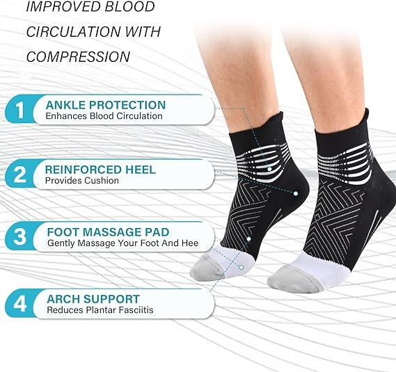 Compression Ankle Support Socks Man Women Soft Comfort Running, Hiking, Cushioned Athletic 2 3 6 Pairs