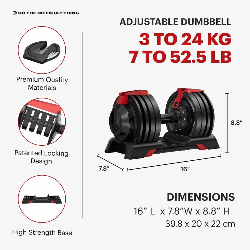 DMoose 52.5 lb Adjustable Dumbbell Set with Security Locking System for Safe Exercise Training