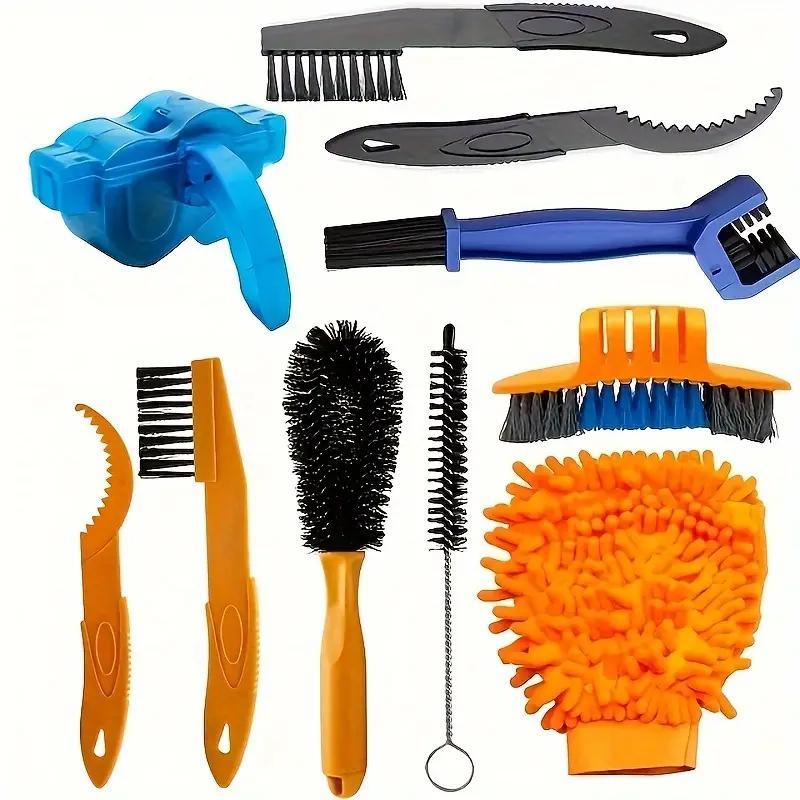 Bicycle Cleaning Brush Set, 10pcs set Bicycle Chain Cleaning Tool, Bicycle Cleaning Kit, Bicycle Maintenance Tool, Cycling Accessories