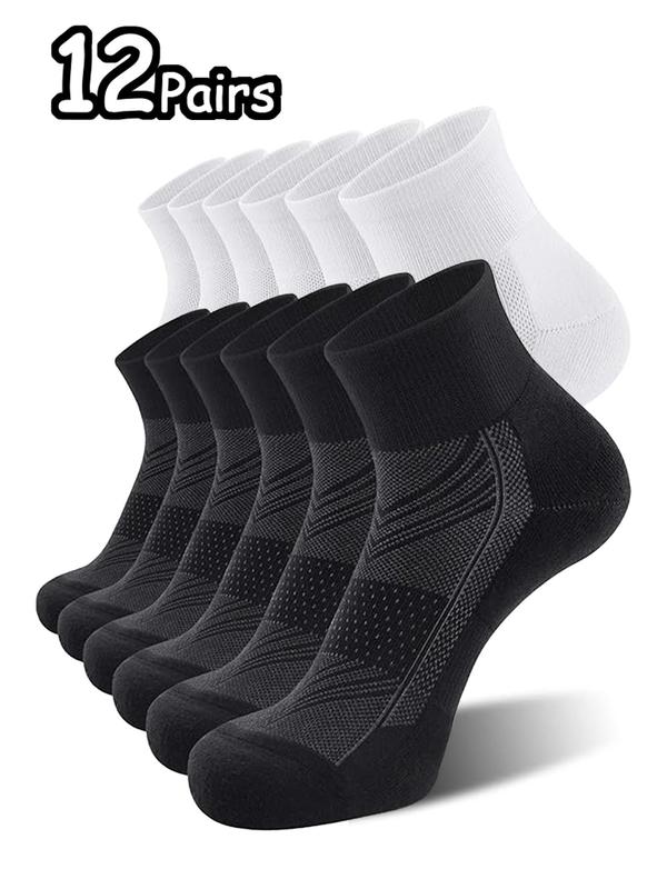 Men's Patchwork Crew Socks, Casual Comfy Breathable Socks for Daily Outdoor Wear,  Quarter Socks， Socks for Men, Athletic Running Socks for Men