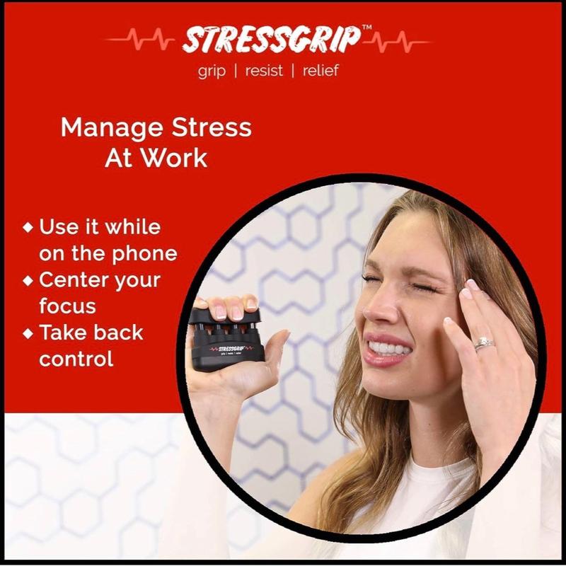 StressGrip - Stress Relief for Adults (Large) - A Stress & Anxiety Relief Device - Comfortable Hand Exerciser - Stress Reliever & Hand Gripper - Black