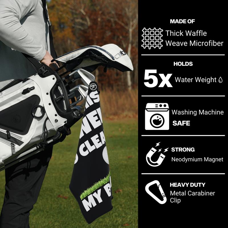 Fore Show I Use This Towel To Clean My Balls Magnetic Golf Towel Waffle Microfiber with Magnet for Golf Bags, Carts & Clubs - 24” x 16” Magnetic Golf Towel for Men Cool Golf Accessory Golf Towel Magnet