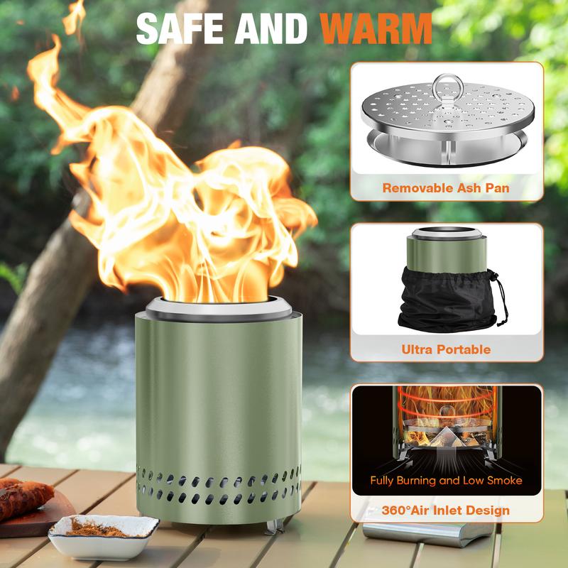 Smokeless Fire Pit, 304 Stainless Steel Tabletop Firepit Wood Pellets Burning Fire Pits, Low Smoke Portable Firepit for Camping Outdoor Patio Backyard