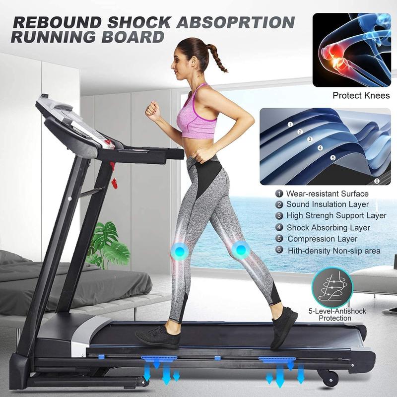 ANCHEER Treadmill with Auto Incline , 3.25HP Electric Treadmill for Home Gym Cardio Training, 300LB Capacity Running Machine Home Exercise,12 Preset Programs, APP & Bluetooth Audio Speakers