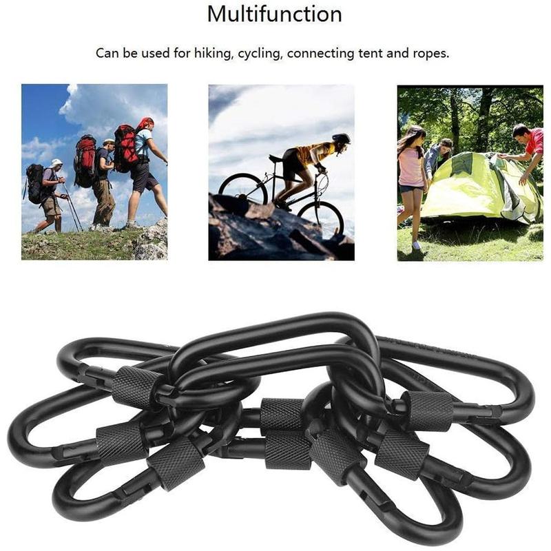 Climbing Carabiner, 12pcs set Durable Screw Gate Carabiner, Multifunctional Locking Carabiners for Outdoor Climbing, Hiking, Camping, Carabiner for School Backpacks, Camping Accessories Camping Gadgets 2024