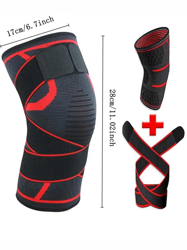 Adjustable Strap Contrast Binding Sports Knee Pad, Breathable Knee Support Brace for Men & Women, Cmpression Kneepads for Badminton Mountaineering Running Fitness