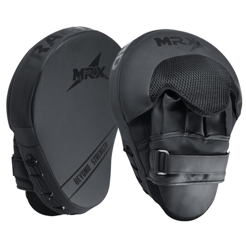 MRX Punching Mitts MMA Muay Thai Boxing Pads, Gel Tech Leather Curved Focus Mitts, Training Hand Pads Sparring Martial Arts Karate Dojo Target Shield