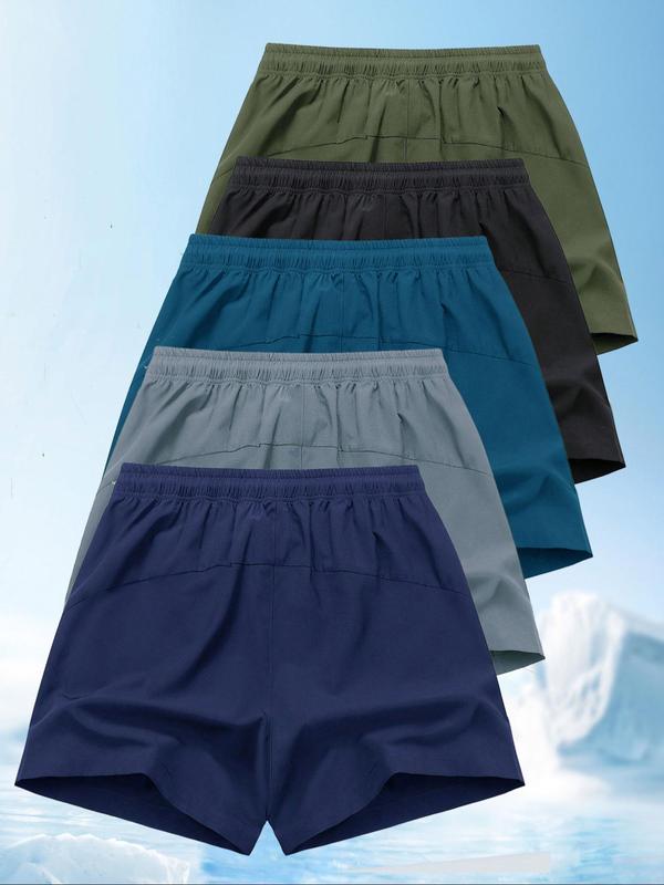 Men's Solid Drawstring Waist Sports Shorts, Casual Comfort Quick Drying Pocket Beach Shorts for Summer, Breathable Men's Shorts for Outdoor Activities