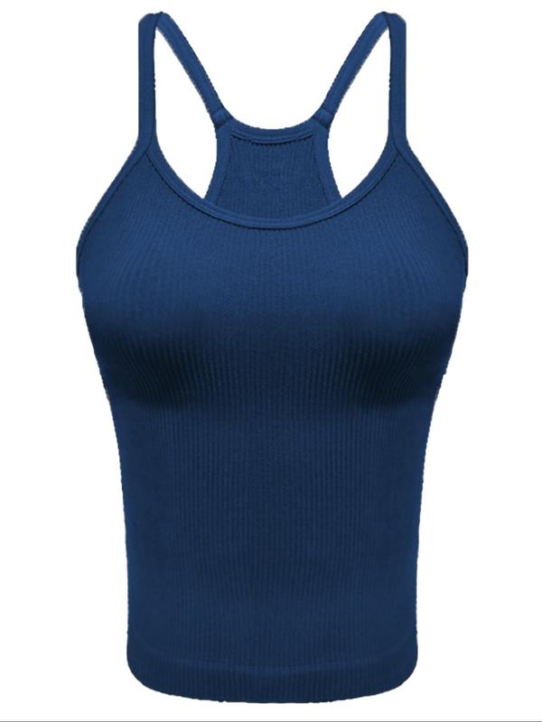 Women's Solid Ribbed Sports Vest, Athletic Clothes, Sporty Breathable Cami Top, Ladies Sportswear Clothing for Workout Gym Yoga, Weighted Vest, Gym Clothing Pink