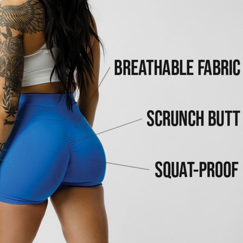 Women's high waist belly suction moisture wicking perspiration breathable, double belt. Squat protective running Yoga fitness body tight seamless high spring sports shorts Women's High