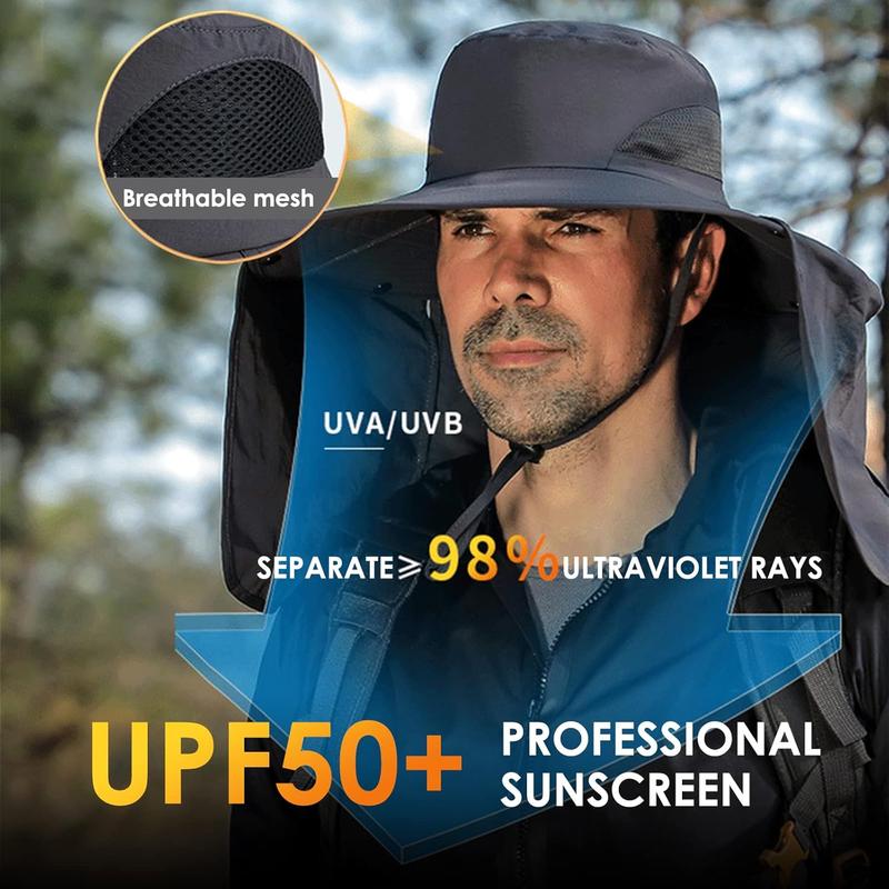 Fishing Hat for Men&Women,Outdoor UV  Wide Brim Bucket Hat,UPF50+ Sun Hat with  Flap