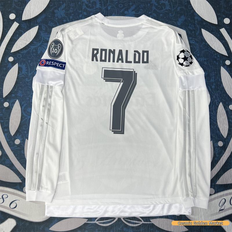 15-16 Home Champions League Long Sleeve Jersey #7 Ronaldo Vintage Jersey