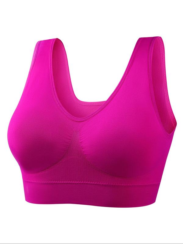 Women's Solid Color Wireless Sports Bra, Breathable Comfortable Backless Running Workout Tank Bra, Women's Lingerie & Underwear for All Seasons