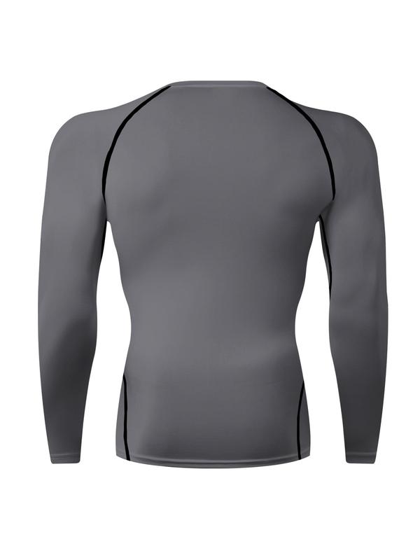 Men's Cross Print Round Neck Sports Tee, Quick Drying Breathable Long Sleeve Crew Neck T-Shirt for Gym Workout Running, Menswear for Spring & Fall