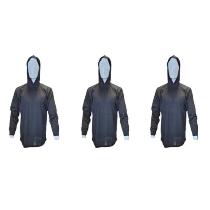 3 SHIRT PACK Hi Vis Long Sleeve Safety Shirt With Hoodie, Quick Dry Polyester Birdeye mesh   Ultra lightweight hoodie shirt Reflective Thin Pullover Long sleeves ( 3 SHIRTS PER ORDER)