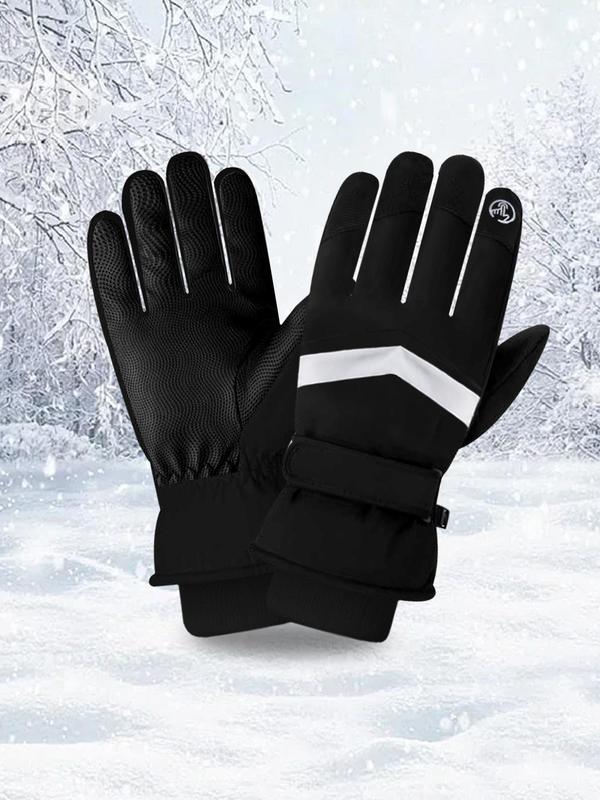 Unisex Windproof & Waterproof Touch Screen Ski Gloves, Casual Solid Color Warm Snowboard Ski Gloves, Touch Screen Waterproof Motorcycle Riding Warm Snow Gloves