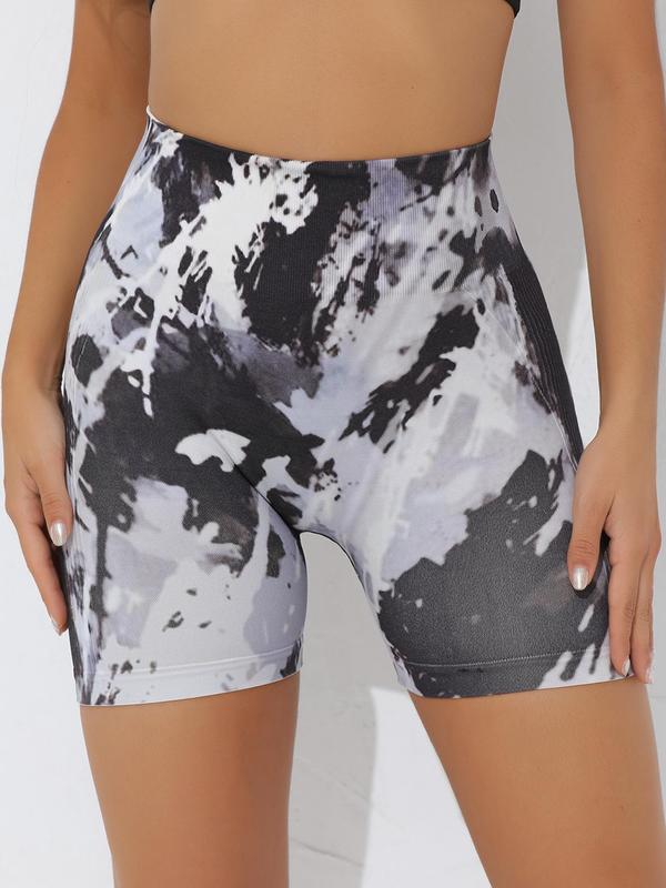 Sporty Women's Ditsy Floral Print High Waist Skinny Sports Shorts, Gym Shorts, Casual Comfy Breathable Seamless Short Leggings for Yoga Gym Workout Running, Ladies Sportswear for Summer