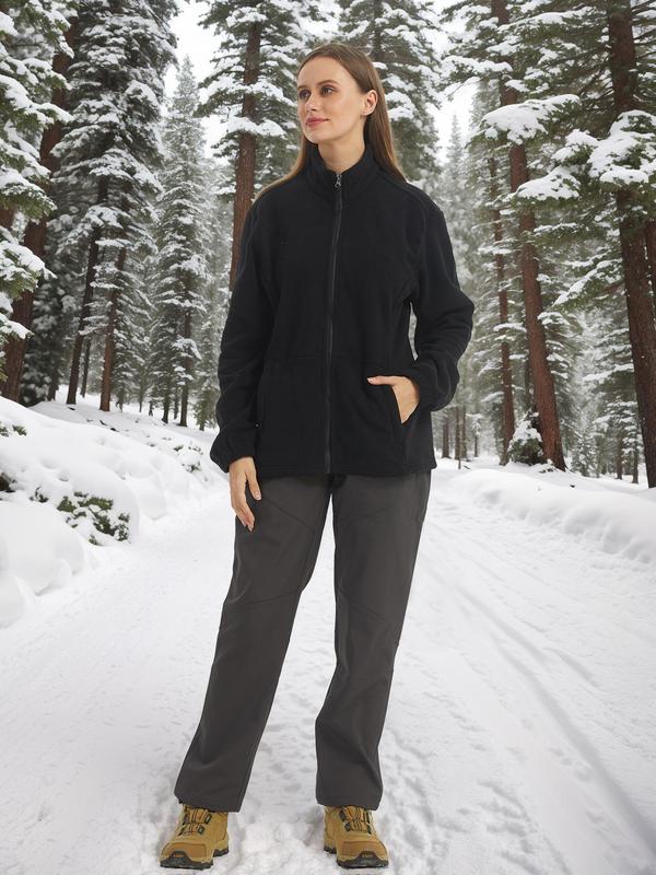 Women's Solid Belted Zipper Pocket Skiing Pants, Sporty Waterproof Windproof Pants for Hiking Hunting, Women's Sport & Outdoor Bottoms for Fall & Winter