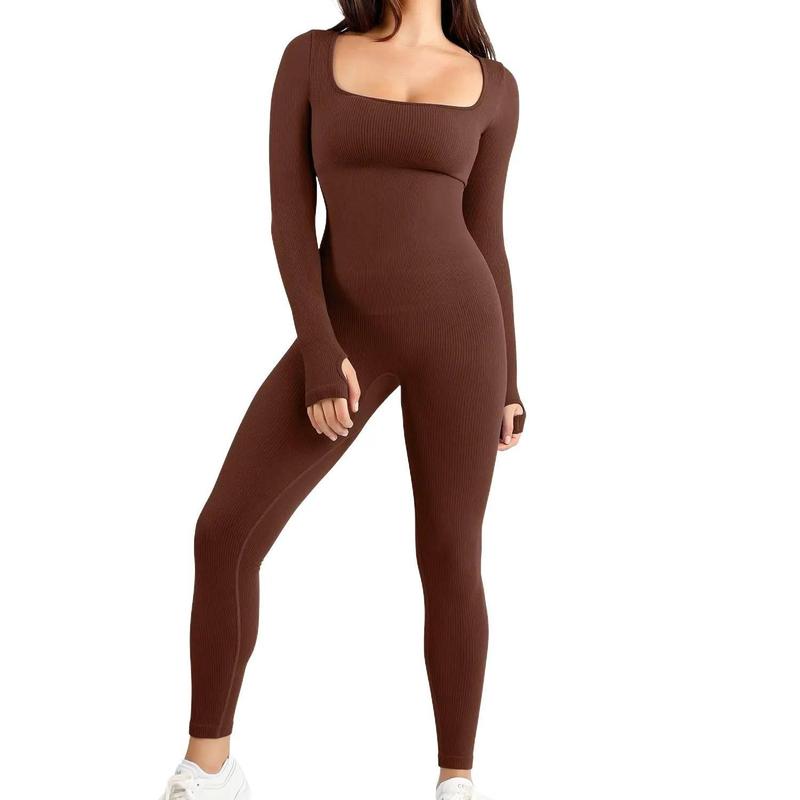 Seamless  Square Neck One Piece Sport Jumpsuits