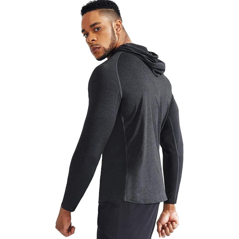 Men's Dry Fit Athletic Shirt Workout Running Long Sleeve Shirts with Hoods