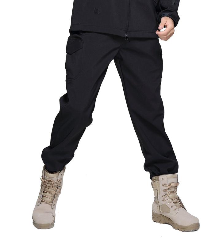 Men's Winter Pants Water Resistant Fleece Lined Snowboard Ski Pants Softshell Tactical Pants with Multi-Pockets