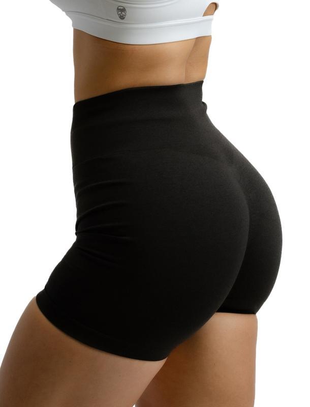 Women's high waist belly suction moisture wicking perspiration breathable, double belt. Squat protective running Yoga fitness body tight seamless high spring sports shorts Women's High