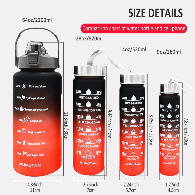 Portable Sports Water Bottle, Large Capacity Sports Drinking Cup with Time Marker, Dinkware for Outdoor Sports School Camping, Gym Accessories, Reusable Washable Drinkware, Summer Gift