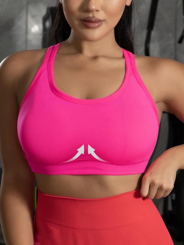  Criss Cross Backless Sports Bra, Solid Color Breathable Comfortable Sports Bra, Women's Sportswear for Indoor Outdoor Wear, Fall Outfits, Fallfreshness