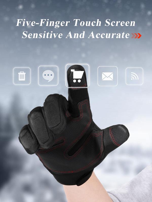 Winter Thermal Cycling Gloves, Five-finger Touch Screen Fleece Sports Gloves, Outdoor Hiking Motorcycle Bicycle Riding Skiing Windproof Non-slip Gloves, Men Women