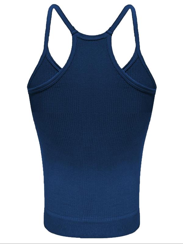 Women's Solid Ribbed Sports Vest, Athletic Clothes, Sporty Breathable Cami Top, Ladies Sportswear Clothing for Workout Gym Yoga, Weighted Vest, Gym Clothing Pink