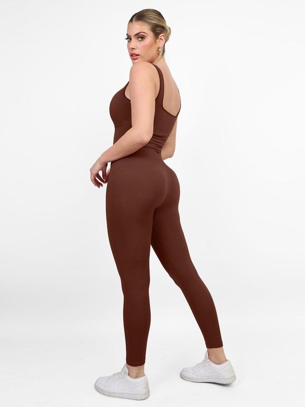 Seamless  Square Neck One Piece Sport Jumpsuits