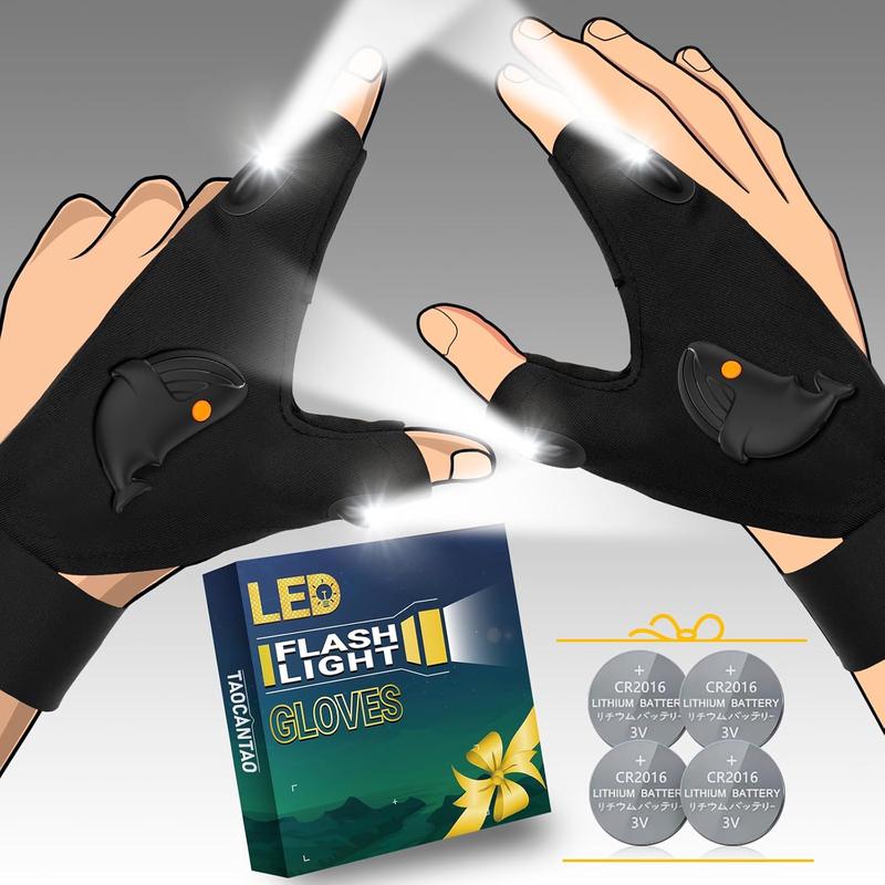 Black FridayFlashlight Gloves Gifts for Men: LED Flashlight Waterproof Gloves Stocking Stuffers for Men Dad Cool Gadgets, Christmas Birthday Gift Ideas for Husband Boyfriend Him Hands-Free Lighted Work Glove