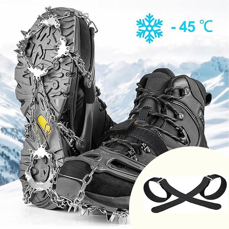 Snowshoeing Bindings, 1 Pair Anti Slip 19 Stainless Steel Spikes Snow Shoe Cleats, Traction Snow Grips for Boots Shoes, Winter Sports Equipment