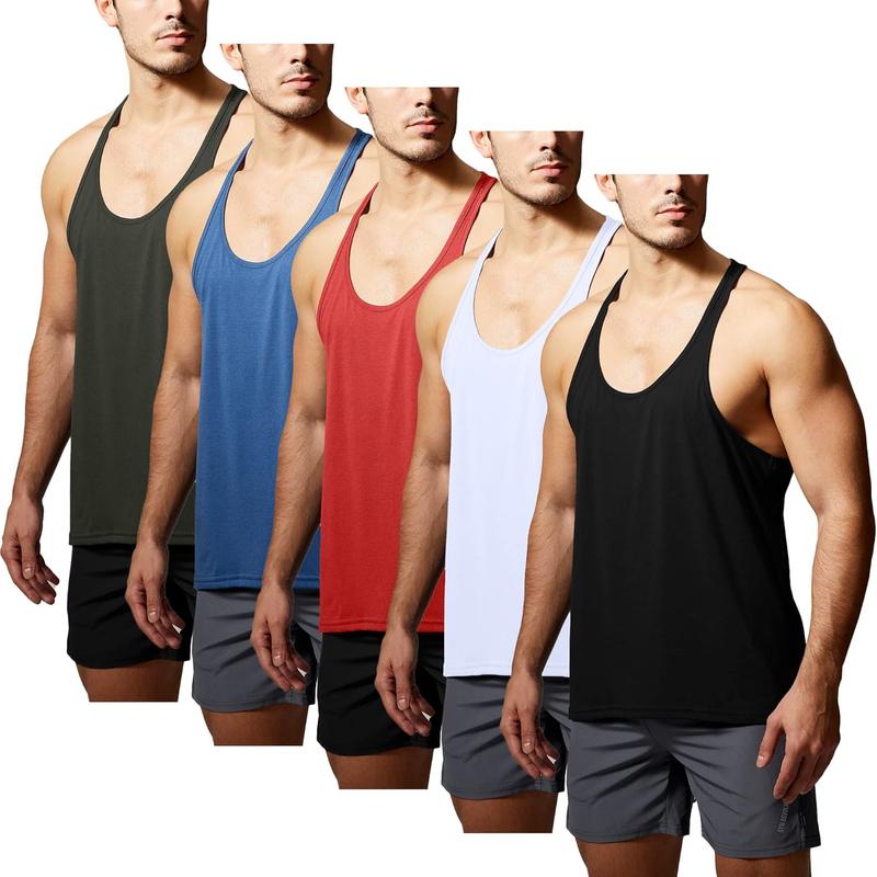 Men's 5 Pack Workout Fitness Tank Tops Muscle Gym Sleeveless Shirts